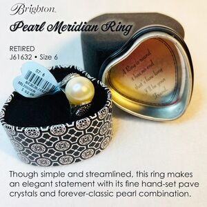 Brighton Pearl Meridian Silver Ring with Crystals Retired